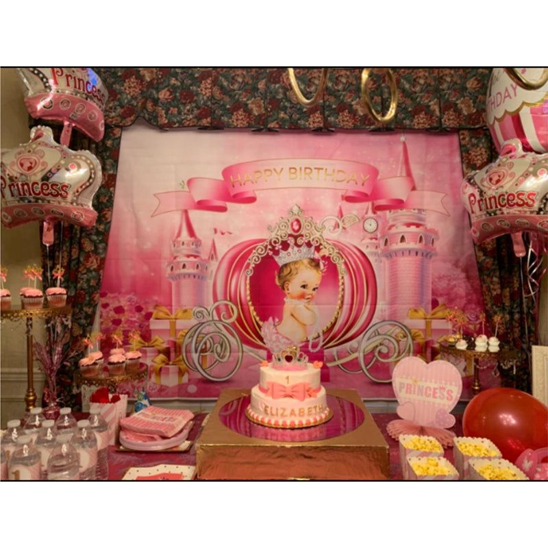 Dream Castle Theme Little Princess Birthday Backdrop Fairy Tale Pumpkin Carriage Newborn Party Photo Background Pink Girl Gifts