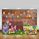 Arrière-plan de Portrait de papillons de pâques, fleurs de printemps, œufs, gâteau de lapin, arrière-plan de Photo, herbe, bois brun, accessoires de Studio de tournage 