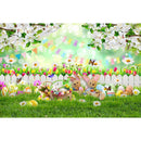 Arrière-plan de photographie de Portrait de pâques, Studio de photographie, œuf de pâques, lapin, prairie, fleurs de printemps, décor de séance photo d'anniversaire 