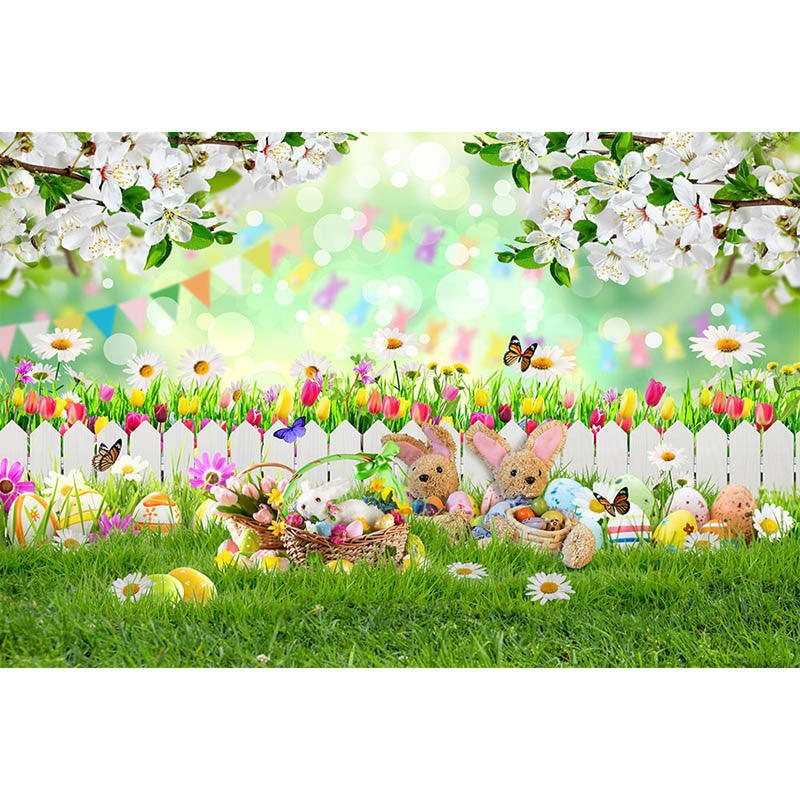 Easter Portrait Photography Backdrop Studio Easter Egg Rabbit Grassland Background Spring Flowers Birthday Photocall Shoot Decor