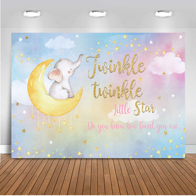 Twinkle Twinkle Little Star Backdrop for Picture Moon Baby Photo background Colorful Clouds Kids Party Banner Background Decor