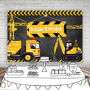 Excavator background for birthday Party Construction photograph Banner Decor Brick Wall Backdrop Dump Truck Boy photo studio pro