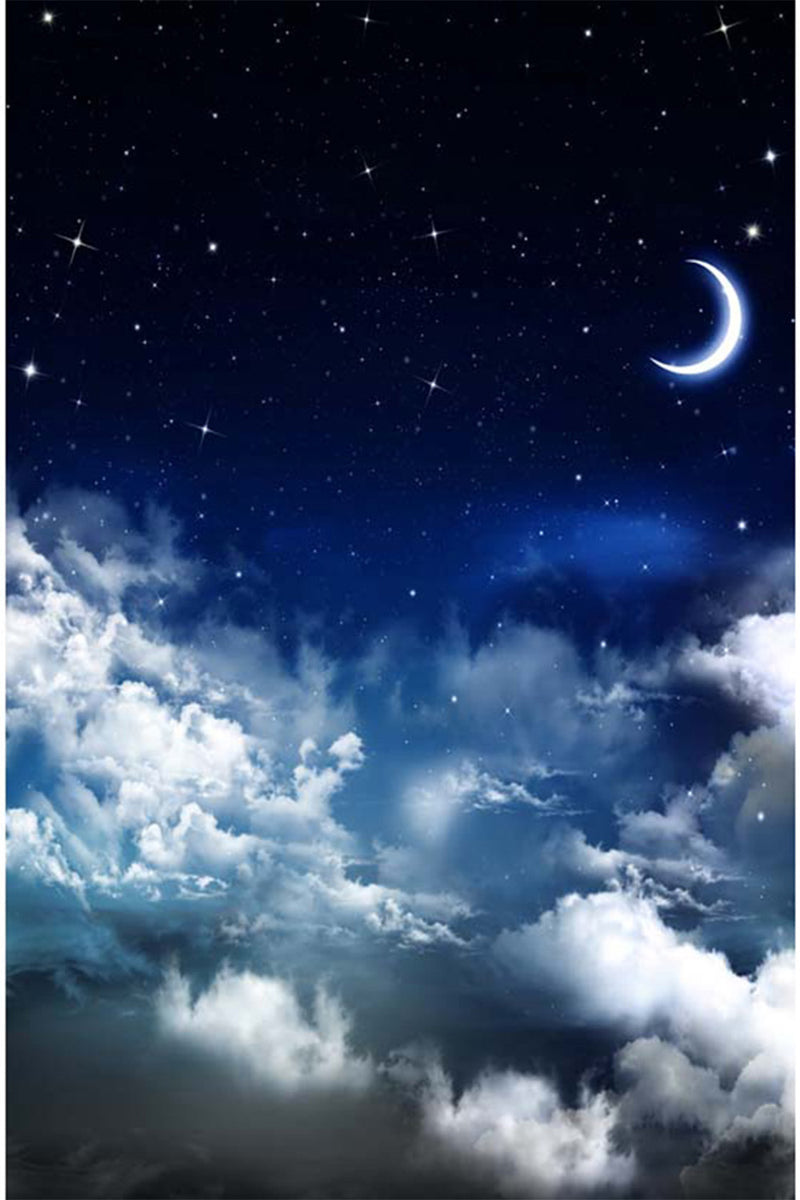 10 pieds de largeur-15 pieds de haut fond de photographie de ciel nocturne étoiles lune photographie en vinyle pour toile de fond pour arrière-plans de photo de bébé pour studio photo