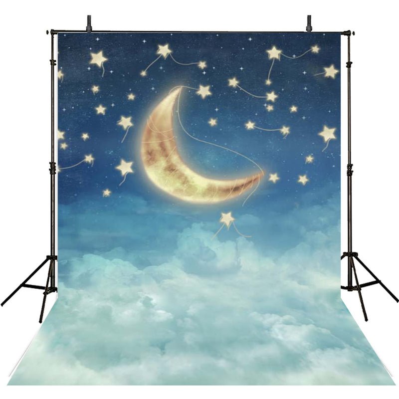 starry night backdrop for baby shower photo backgrounds stars and moon 8x10 photo booth props night sky for girls twinkle twinkle little star backdrop decorations gender reveal backdrop night under the stars backdrop sway stars and clouds photo backdrops