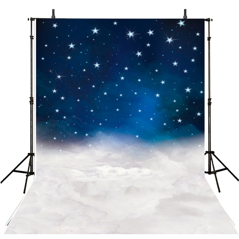 Toile de fond en vinyle pour photographie de nuages, petites étoiles scintillantes, lune, toile de fond pour bébé, arrière-plans photo imprimés numériques pour studio photo