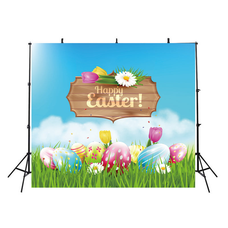 April spring scene photo backdrop happy Easter eggs background for photography studio home party decor photo background vinyl