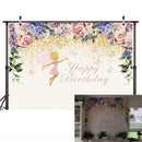 Fairy Princess Children Birthday Photo Backdrops Pink Floral Butterflies Pixie Party Banner Background for Photography Booth