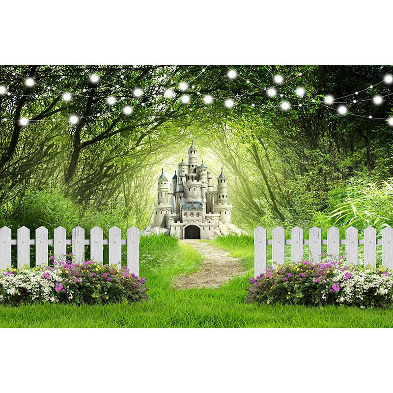 Fairy Tale Castle Photo Background Jungle Green Forest Child Birthday Portrait Backdrop Studio Spring Easter Photography Banners