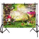 Fondos de fotografía de bosque de cuento de hadas fondos para niños estudio fotográfico setas elfos flores fondo fotográfico