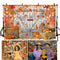 Fondo de fotografía de calabaza de otoño, cosecha de Acción de Gracias, hojas de heno, fondo de madera, decoración de pancarta de arce y girasol 
