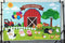 Dessin animé ferme thème grange animaux domestiques rustique joyeux anniversaire enfants bannière Photo fond enfant fête décoration idées