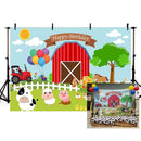 Cartoon Farm Theme Barn Domestic Animals Rustic Happy Birthday kids Banner Photo Background Child Party Decoration Ideas