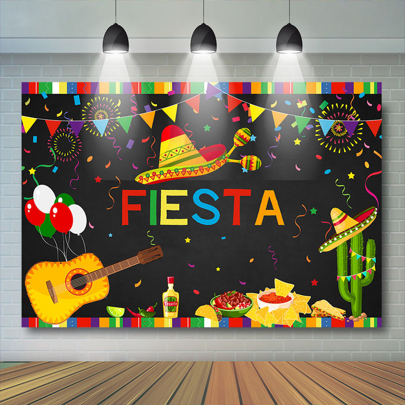 Fiesta fête fond Cowboy ballon mexique feu d'artifice toile de fond guitare arrière-plans cactus Banquet Chili décors