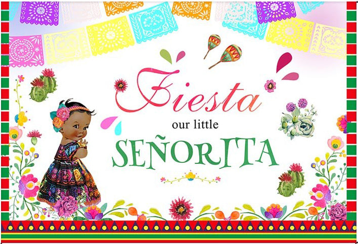 Fiesta Baby Shower Backdrops Tribe Little Princess Photography Background Mexico Baby Senorita Party Banner Backdrop