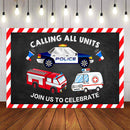 Firetruck Party photography Backdrop Calling All Units Join Us To Celebrate Background Boy Birthday Decor Photocall Photo Studio