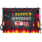 Firetruck Party photography Backdrop Fireman Fire Truck Background Boy Birthday Decor Photocall Backdrop Photo Studio Banner