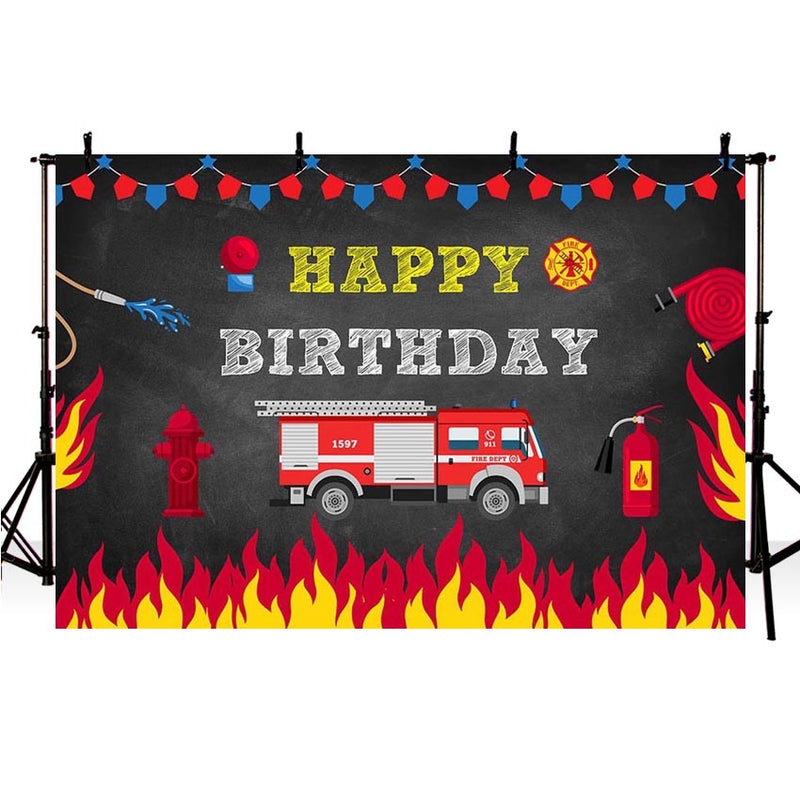 Firetruck Party photography Backdrop Fireman Fire Truck Background Boy Birthday Decor Photocall Backdrop Photo Studio Banner