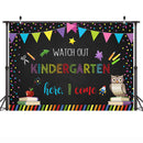 First Day of Kindergarten Backdrop Watch Out Kindergarten Here I Come Background Back to School Backdrops Banner Decorations