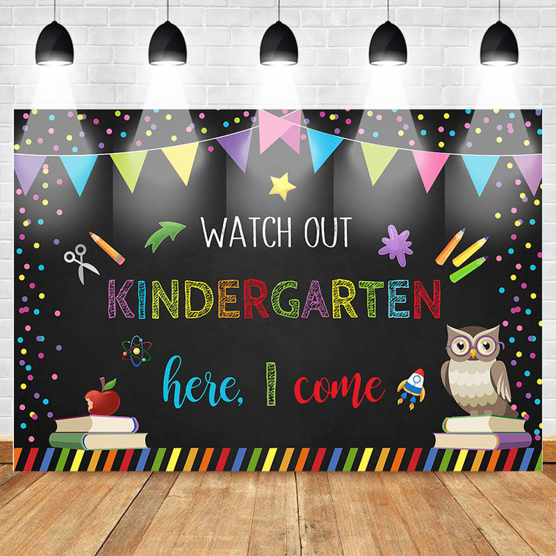 First Day of Kindergarten Backdrop Watch Out Kindergarten Here I Come Background Back to School Backdrops Banner Decorations