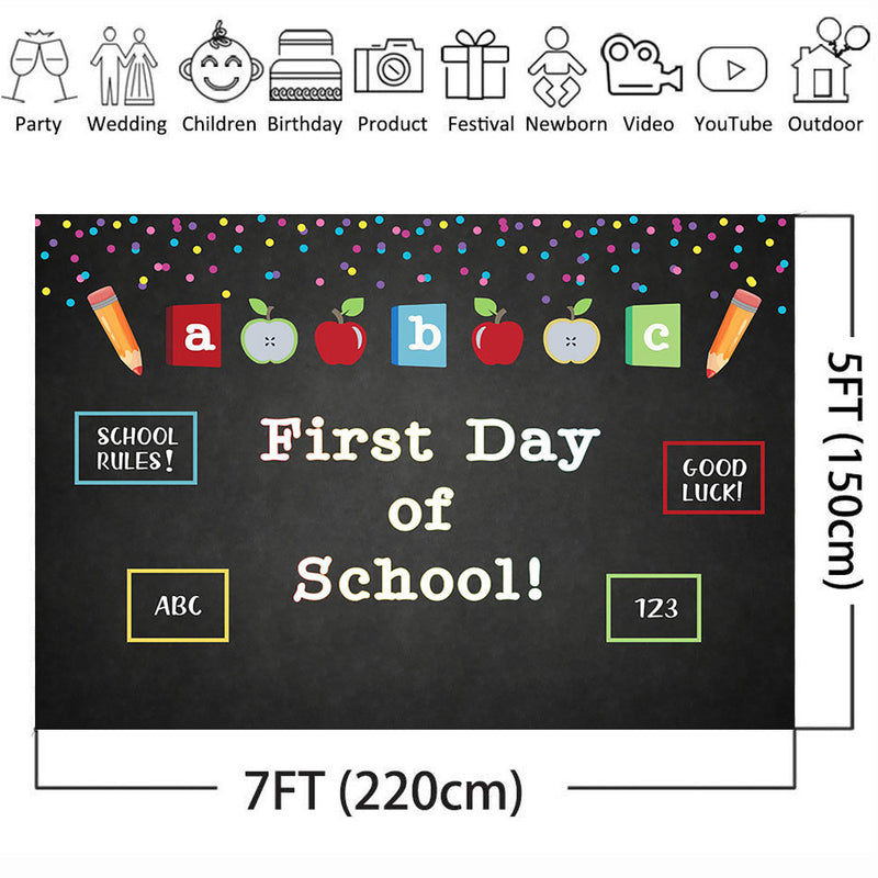 First Day of School Backdrop for Photography Chalkboard Signs Commemorate Background for Photo Shoot Party Decoration Supplies