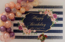 Fondo de feliz cumpleaños para fotografía fondo blanco y a rayas para suministros de decoración para fiesta de fotos bebé recién nacido
