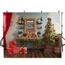 merry christmas photo backdrop christmas trees 8ft photography background interior large photo booth props Merry Xmas backdrops gifts for kids