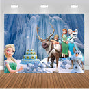 Disney Frozen Photo Background Elsa Kids Birthday Party Decoration Backdrop for Photography Studio Custom Banner