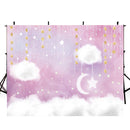 twinkle twinkle little star photo backdrops happy birthday customized birthday photo booth props for baby shower clouds birthday photo backdrop stars moon pink background for photo happy birthday