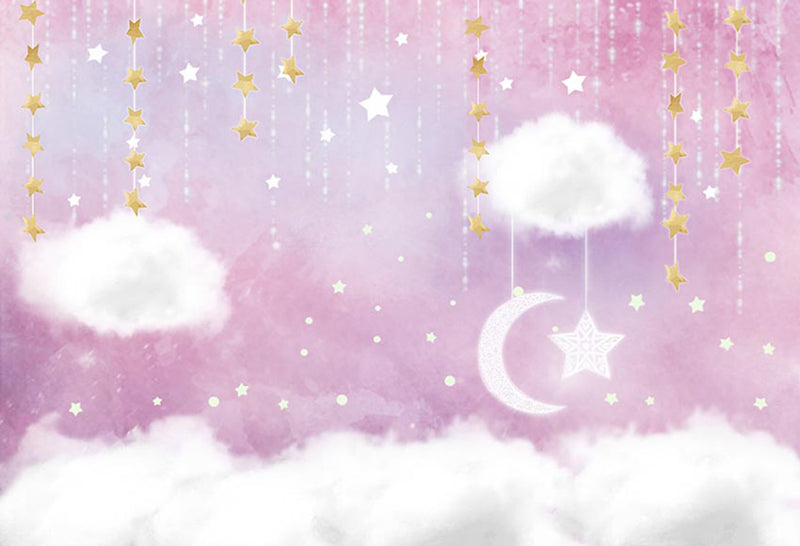 twinkle twinkle little star photo backdrops happy birthday customized birthday photo booth props for baby shower clouds birthday photo backdrop stars moon pink background for photo happy birthday