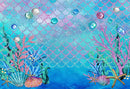 little mermaid photo backdrops Aquarium Shell Background happy birthday party customized birthday photo booth props blue ocean photo backdrop ocean background for photo happy birthday