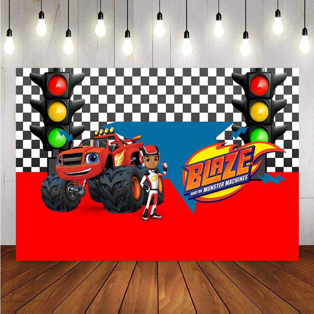 Chuildren Rally Background Child Photography background Machine Truck Car Race Traffic Light Back ...