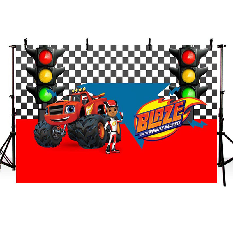 Child Photography background Vinyl Blaze Monsters Machine Truck Car Race Traffic Light Backdrop Decor Backdrop Photo Studio