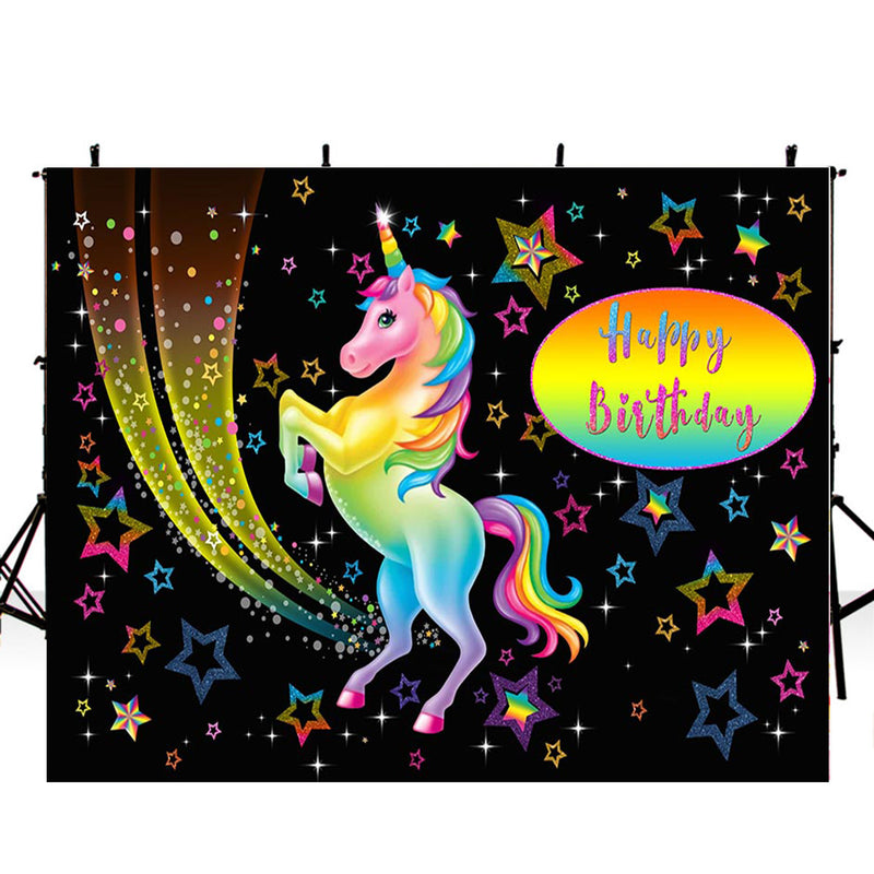 8x6ft Happy birthday photo backdrops birthday banner horse photo booth props for boys birthday photo backdrop baby shower background for photo colorful stars happy birthday