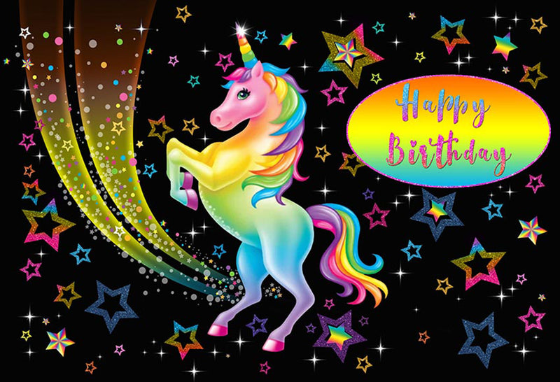 8x6ft Happy birthday photo backdrops birthday banner horse photo booth props for boys birthday photo backdrop baby shower background for photo colorful stars happy birthday