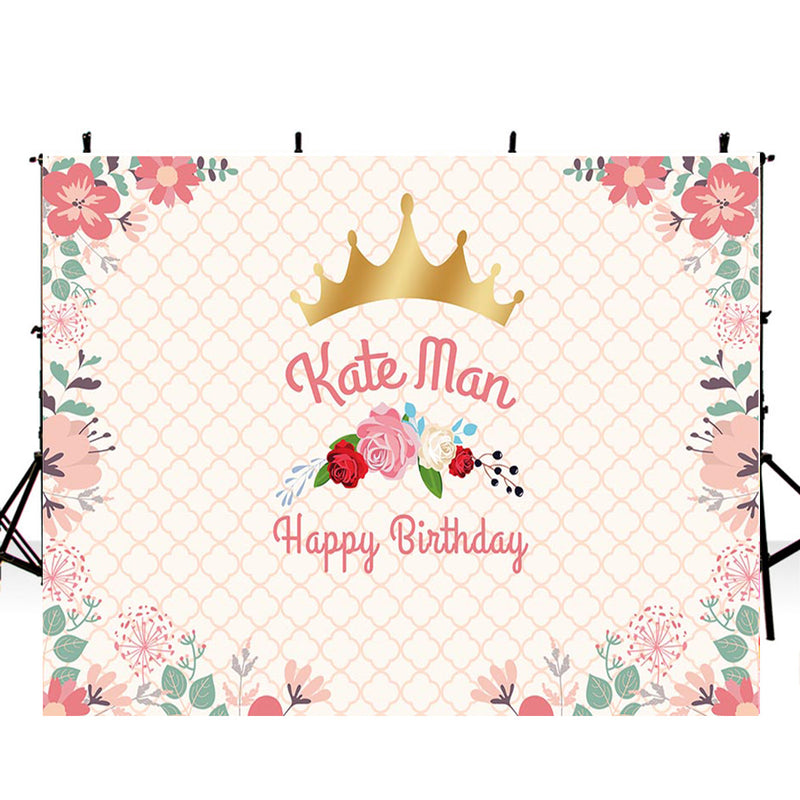 customized Happy birthday photo backdrops birthday banner photo booth props for boys birthday photo backdrop baby shower pink flowers background for photo happy birthday