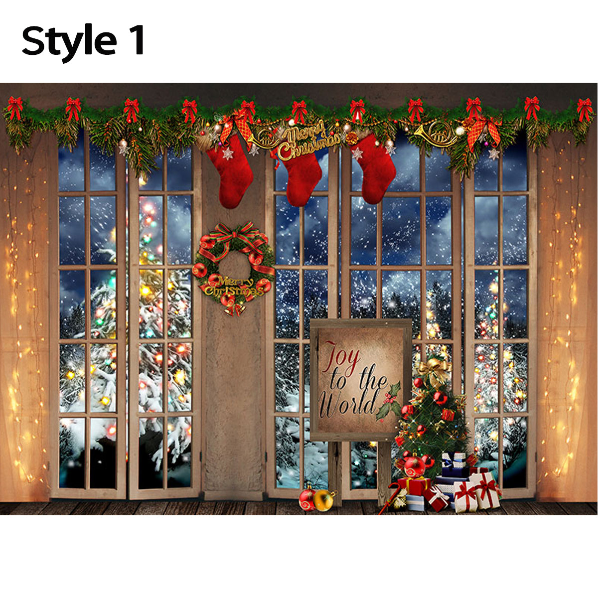 Christmas Fireplace Photography Background Christmas Tree Backdrop Decoration