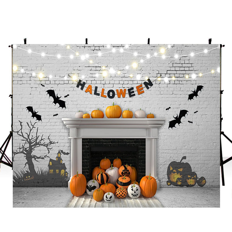 halloween photo backdrop 10x8 black bats photo backdrop vinyl white wall backdrop for picture Pumpkin Lantern photography background for kids photo props clearance