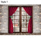 Christmas Window Snow Photography Backdrops White Brick Wall Red Curtains Family