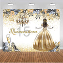 Quinceanera Party Photography Backdrop 15th Girls Birthday Party Banner Background Champagne Heels Adult Ceremony Decoration for Photo Studio