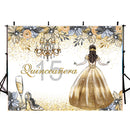 Quinceanera Party Photography Backdrop 15th Girls Birthday Party Banner Background Champagne Heels Adult Ceremony Decoration for Photo Studio