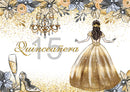 Quinceanera Party Photography Backdrop 15th Girls Birthday Party Banner Background Champagne Heels Adult Ceremony Decoration for Photo Studio