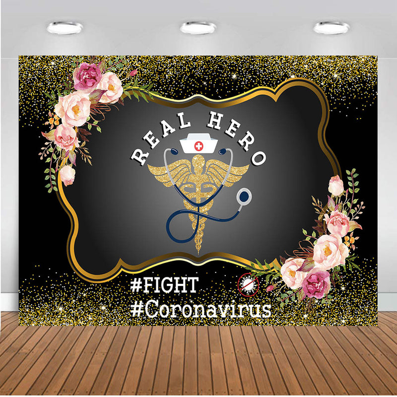 Fight Coronavirus Photography Backdrop Personalized Letters Banner Background Real Hero Hospital Events Banner Decoration for Photo Studio