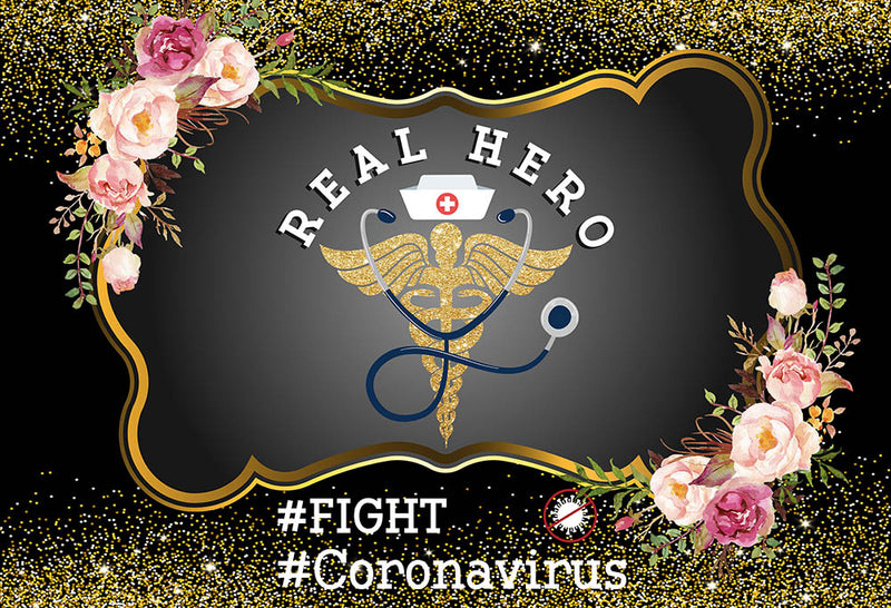 Fight Coronavirus Photography Backdrop Personalized Letters Banner Background Real Hero Hospital Events Banner Decoration for Photo Studio