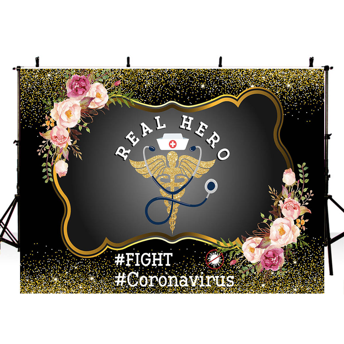 Fight Coronavirus Photography Backdrop Personalized Letters Banner Background Real Hero Hospital Events Banner Decoration for Photo Studio