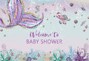 Summer Little Mermaid Party Photography Backdrop Ariel Dazzles Girls Birthday Banner Background Baby Shower Decoration for Photo Studio