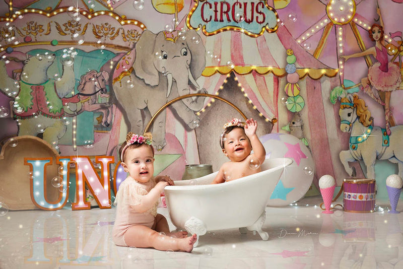 Circus Party Photography Backdrop Amusement Park Girls 1st Birthday Banner Background Baby Shower Decoration for Photo Studio