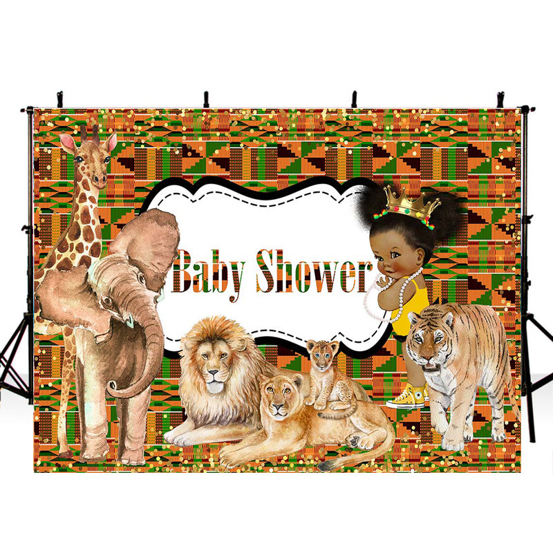 Baby Shower Photography Backdrop Animals Zoo Lion Tiger Banner Background Jungle Safari Decoration for Photo Studio