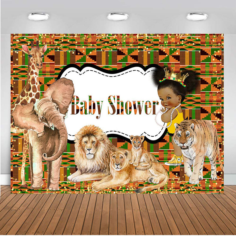 Baby Shower Photography Backdrop Animals Zoo Lion Tiger Banner Background Jungle Safari Decoration for Photo Studio