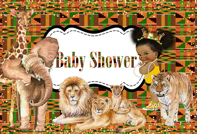 Baby Shower Photography Backdrop Animals Zoo Lion Tiger Banner Background Jungle Safari Decoration for Photo Studio