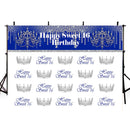 Sweet 16 Photography Backdrop Quinceanera Prom Party Banner Background Sliver Crown Birthday Decoration for Photo Studio